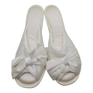 COPY - Vanity Fair Slippers Womens Sz L 8/9  Nylon Satin Peep Toe Vintage Made …
